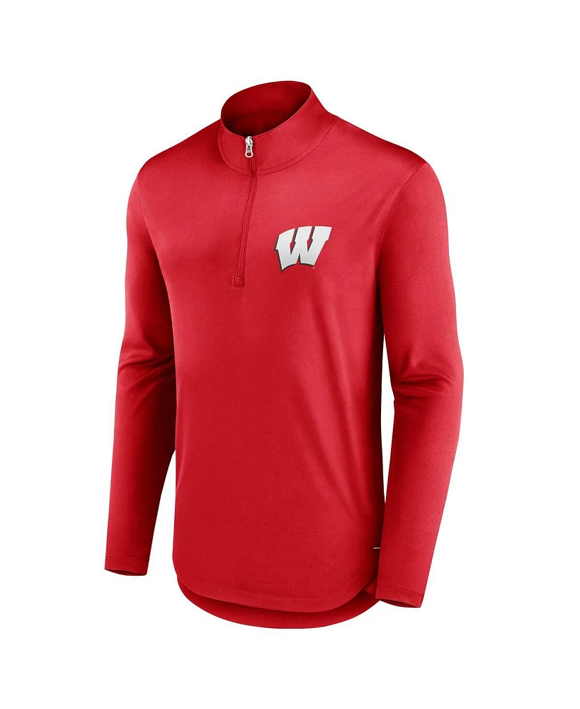 Men's Fanatics Red Wisconsin Badgers Tough Minded Quarter-Zip Top