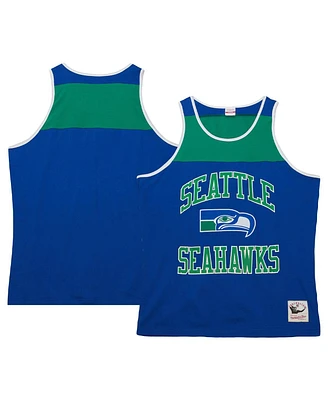 Men's Mitchell & Ness Royal, Green Seattle Seahawks Heritage Colorblock Tank Top