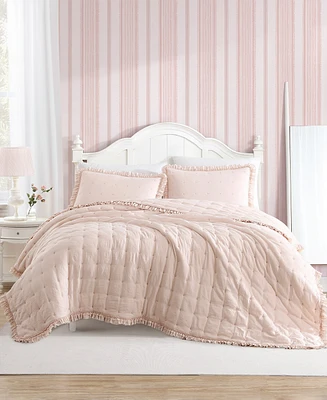 Laura Ashley Hailee Microfiber 3 Piece Quilt Set, Full/Queen