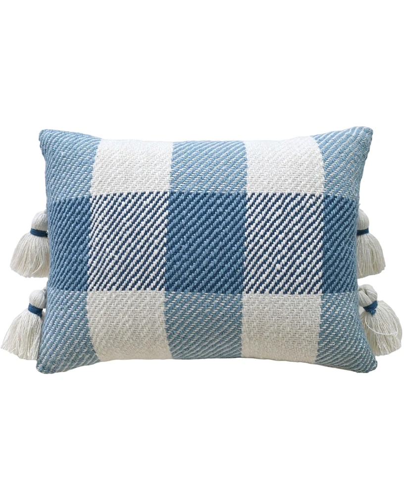 Closeout! Vibhsa Linden Street Handloom Woven Textured Plaid Decorative Pillow, 14'' x 20''