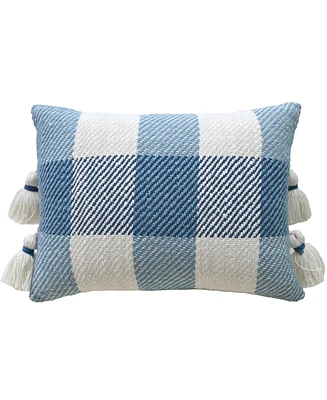 Closeout! Vibhsa Linden Street Handloom Woven Textured Plaid Decorative Pillow, 14'' x 20''