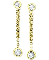 Giani Bernini Cubic Zirconia Bezel Chain Front to Back Drop Earrings in 18k Gold-Plated Sterling Silver, Created for Macy's