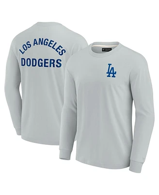 Men's and Women's Fanatics Signature Gray Los Angeles Dodgers Super Soft Long Sleeve T-shirt