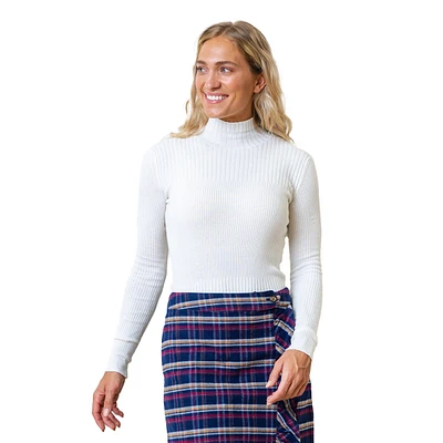 Hope & Henry Women's Long Sleeve Mock Neck Rib Knit Sweater