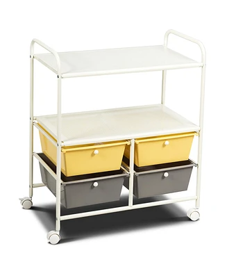 Rolling Storage Cart w/4 Drawers 2 Shelves Metal Rack Shelf Utility Organizer