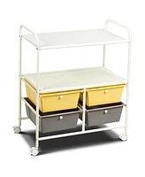 Rolling Storage Cart w/4 Drawers 2 Shelves Metal Rack Shelf Utility Organizer