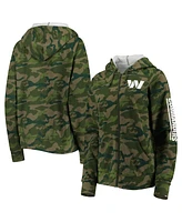 Women's New Era Camo Washington Commanders Raglan Full-Zip Hoodie