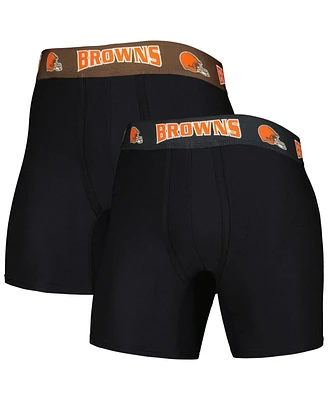 Men's Concepts Sport Black, Brown Cleveland Browns 2-Pack Boxer Briefs Set