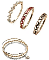 Anne Klein Gold-Tone 3-Pc. Set Pave & Stone Love Bangle Bracelets