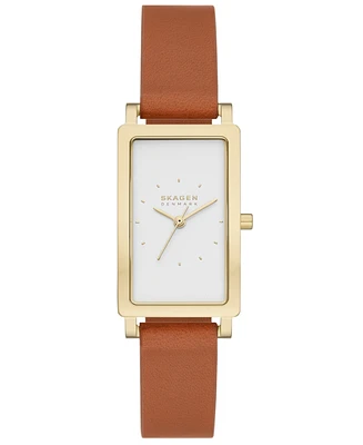 Skagen Women's Hagen Quartz Three Hand Brown Leather Watch, 22mm