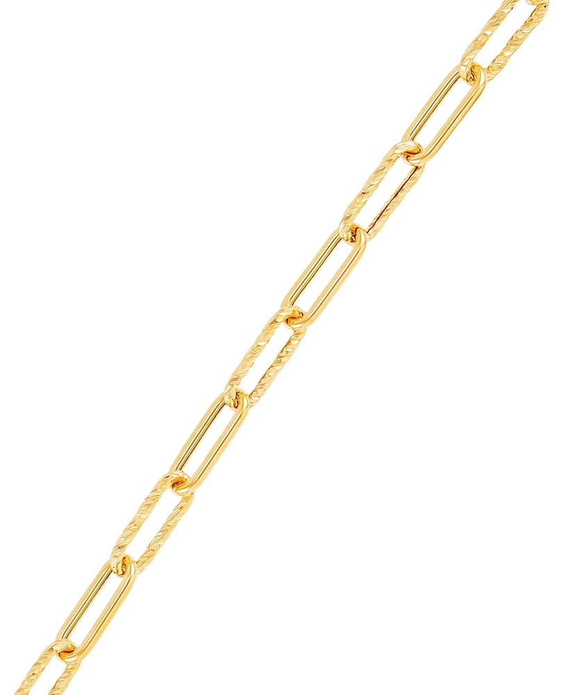 Polished & Textured Paperclip Link Bracelet in 14k Gold