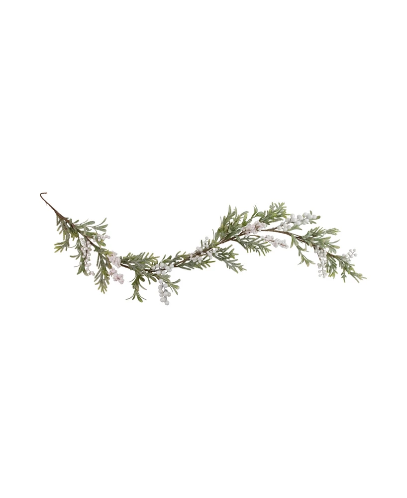 5' x 7" Artificial Christmas Garland with Frosted Foliage and Berries Unlit
