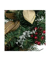 28" Mixed Pine Berry and Poinsettia Artificial Christmas Teardrop Swag - Unlit