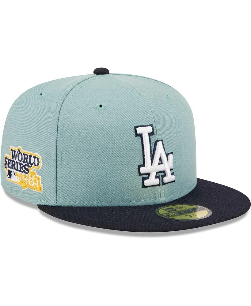 Men's New Era Light Blue, Navy Los Angeles Dodgers Beach Kiss 59FIFTY Fitted Hat