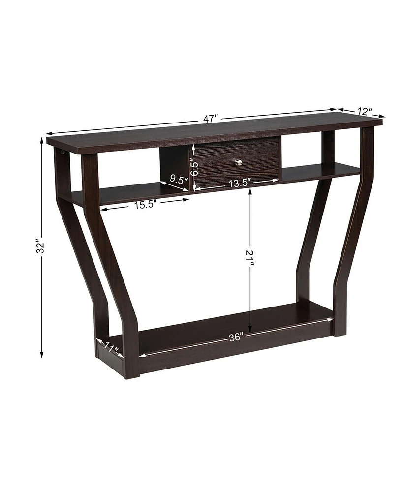 Costway Modern Sofa Accent Table with Drawer Entryway Hallway Hall