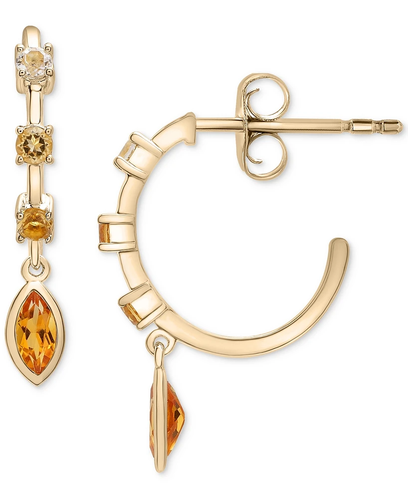Citrine (5/8 ct. t.w.) & White Topaz (1/6 ct. t.w.) Linear Drop Earrings in 14k Gold-Plated Sterling Silver