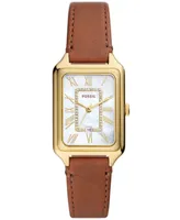 Fossil Women's Raquel Three-Hand Date Medium Brown Genuine Leather Watch, 26mm