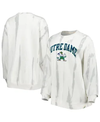 Men's League Collegiate Wear White, Silver Notre Dame Fighting Irish Classic Arch Dye Terry Pullover Sweatshirt