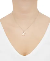 Diamond Butterfly Open Circle Pendant Necklace (1/10 ct. t.w.) in 14k Gold-Plated Sterling Silver, 16" + 2" extender