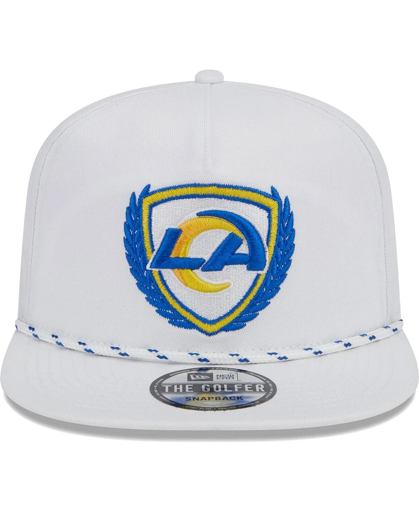 Men's New Era White Los Angeles Rams Tee Golfer 9FIFTY Snapback Hat