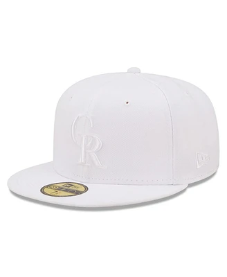 Men's New Era Colorado Rockies White on White 59FIFTY Fitted Hat