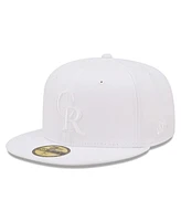 Men's New Era Colorado Rockies White on White 59FIFTY Fitted Hat