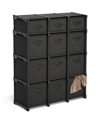 Heavy Duty 12 Cube Storage Organizer with Fabric Storage Bins