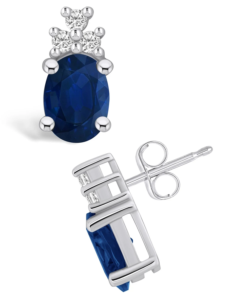 Macy's Sapphire (3 Ct. t.w.) and Diamond (1/5 Stud Earrings