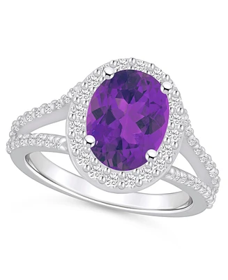 Macy's Amethyst (2-1/2 ct. t.w.) and Diamond (3/4 Halo Ring 14K Gold