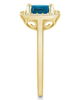Macy's London Blue Topaz (2-3/4 ct. t.w.) and Diamond (1/4 Halo Ring 14K Yellow Gold