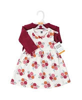 Hudson Baby Girls Cotton Dress and Cardigan 2pc Set, Enchanted Forest