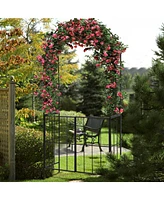 Garden Arch Arbor Trellis with Gate 7.5 ft Patio Archway Pergola for Wedding