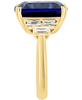 Effy Lab Grown Sapphire (10 ct. t.w.) & Lab Grown Diamond (1/2 ct. t.w.) Statement Ring in 14k Gold