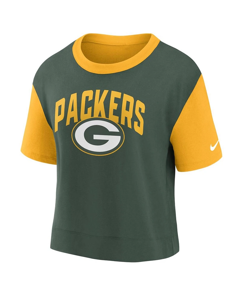 Women's Nike Gold, Green Bay Packers High Hip Fashion T-shirt