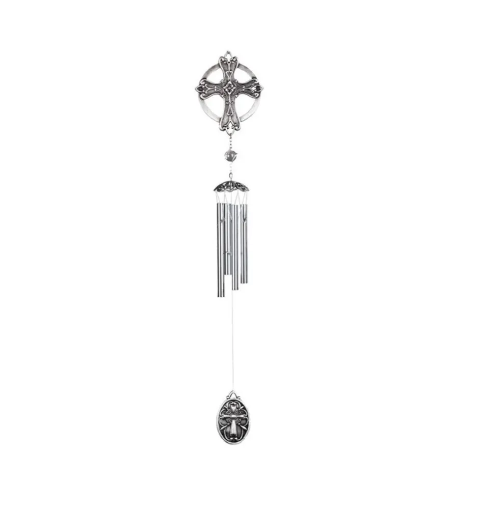Fc Design 28" Long Pewter Cross Wind Chime
