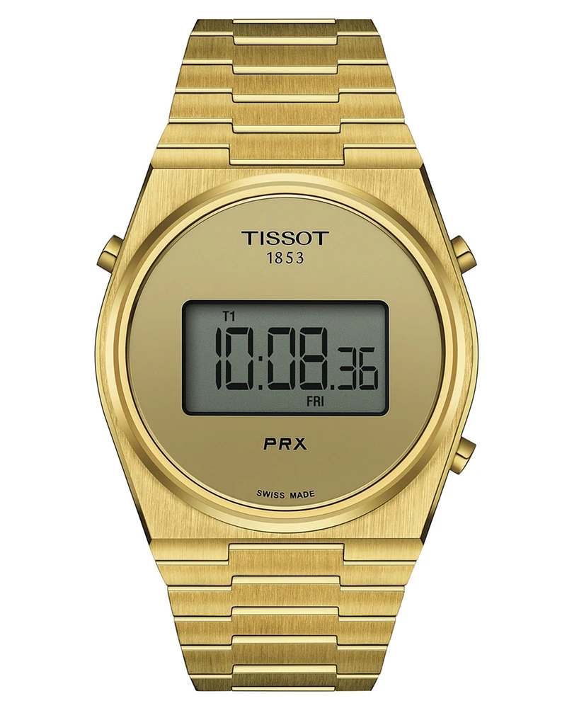 Tissot Men's Digital Prx Gold Pvd Stainless Steel Bracelet Watch 40mm