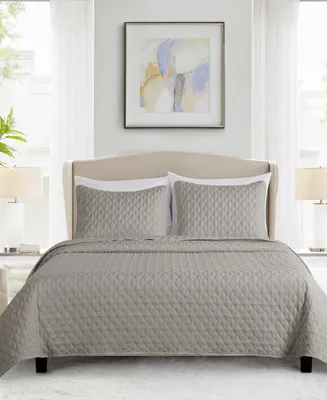 Videri Home Diamond Stitched 3 Piece Quilt Set, Full/Queen