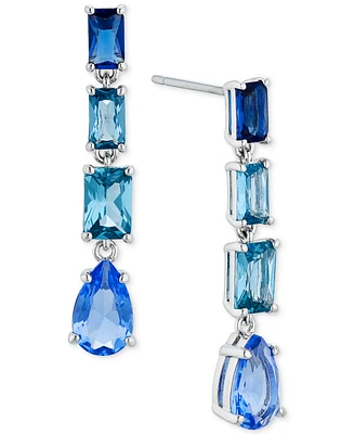 Eliot Danori Silver-Tone Mixed Crystal Linear Drop Earrings, Created for Macy's