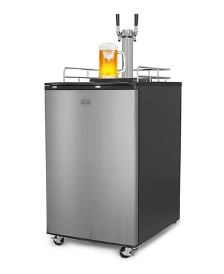 Black+Decker Beer Kegerator, 6.1 Cu. Ft. Extra Large Capacity Draft Beer Machine for Home with Double Tap & 2-Shelf Fridge
