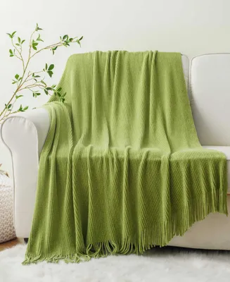 Battilo Classic Textured Ribbed Knit Throw, 50" x 60"