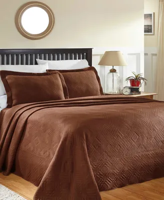 Closeout! Superior Geometric Fret Textured Jacquard Matelasse All-Season 3-Piece Bedspread Set, Full