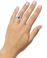 Sapphire (2-1/2 ct. t.w.) & Diamond (3/8 ct. t.w.) Halo Ring in 14k Gold (Also in Ruby & Emerald)