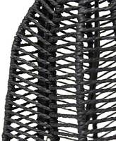 All The Rages 21" Vintage-like Rattan Wicker Style Paper Rope Bedside Table Lamp with Light Beige Fabric Shade