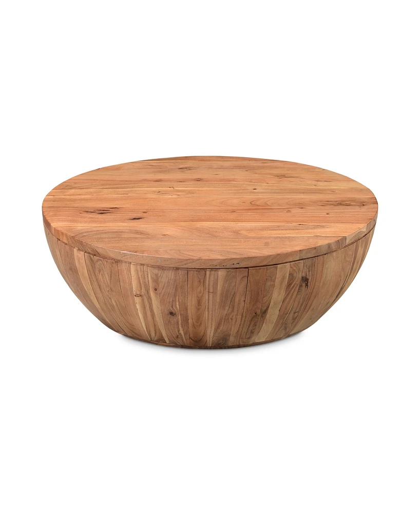 Eske 35.5" Acacia Wood Round Storage Coffee Table