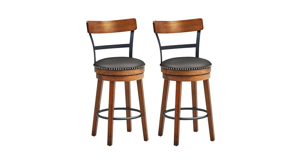Set of 2 Swivel Bar Height Bar Stool For Bar-25.5"