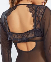 iCollection Plus Size 1 Piece Lingerie Long Sleeve Bolero with Ruffled Trim