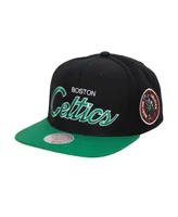 Men's Mitchell & Ness Black Boston Celtics Hardwood Classics Mvp Team Script 2.0 Snapback Hat