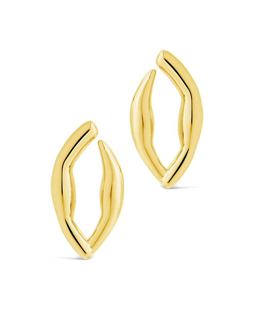 Sterling Forever 14K Gold Plated or Rhodium Oval Sharee Studs Earrings
