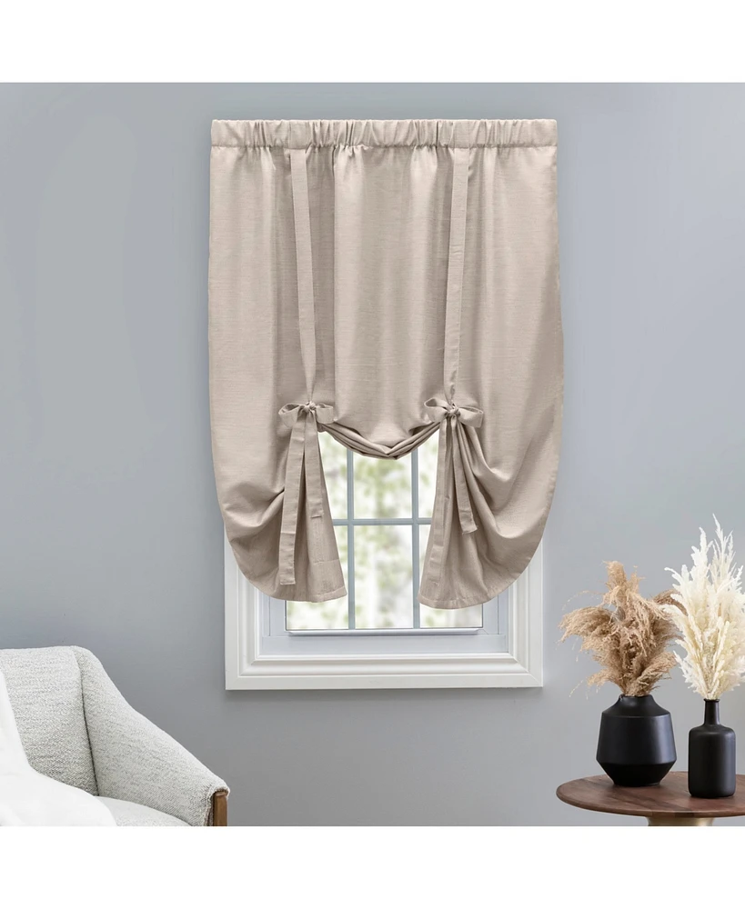 Ricardo Grasscloth Lined Rod Pocket Tie-Up Curtain Panel 54"W x 63"L