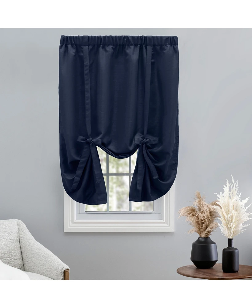 Ricardo Grasscloth Lined Rod Pocket Tie-Up Curtain Panel 54"W x 63"L